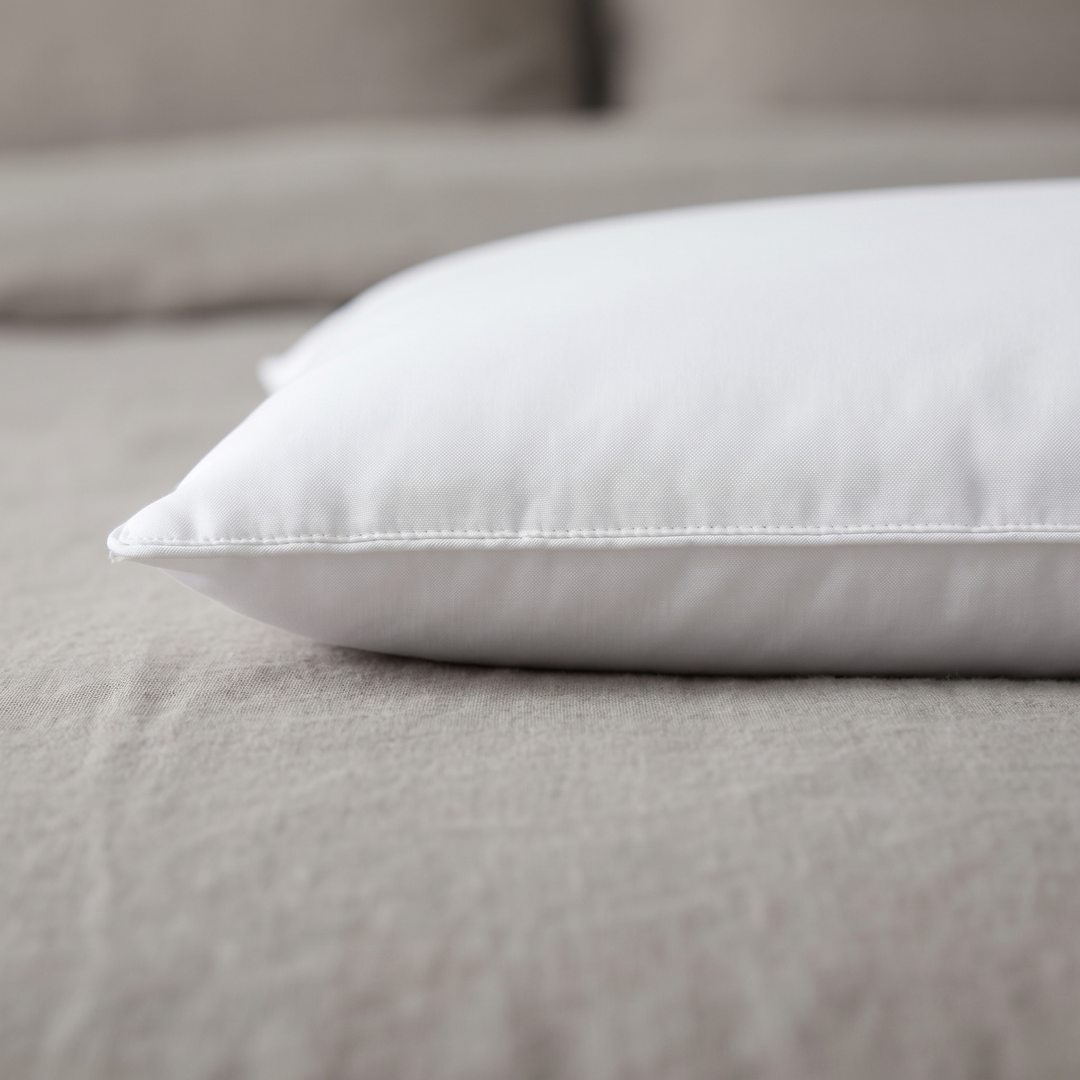 Pure Cotton Low Loft Thin Pillow for Stomach and Back Sleepers | Slim Comfort for Flatter Sleep | Bed Pillows