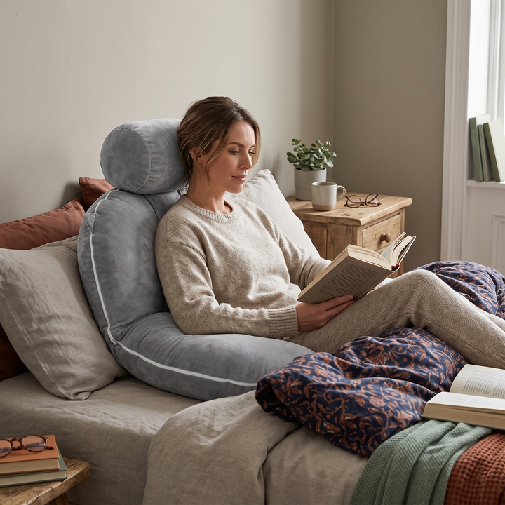 U-Shaped Folding Reading Pillow with Tencel Cover and Velvet Cover | Folding Support for Long Reads | Wedge Pillows