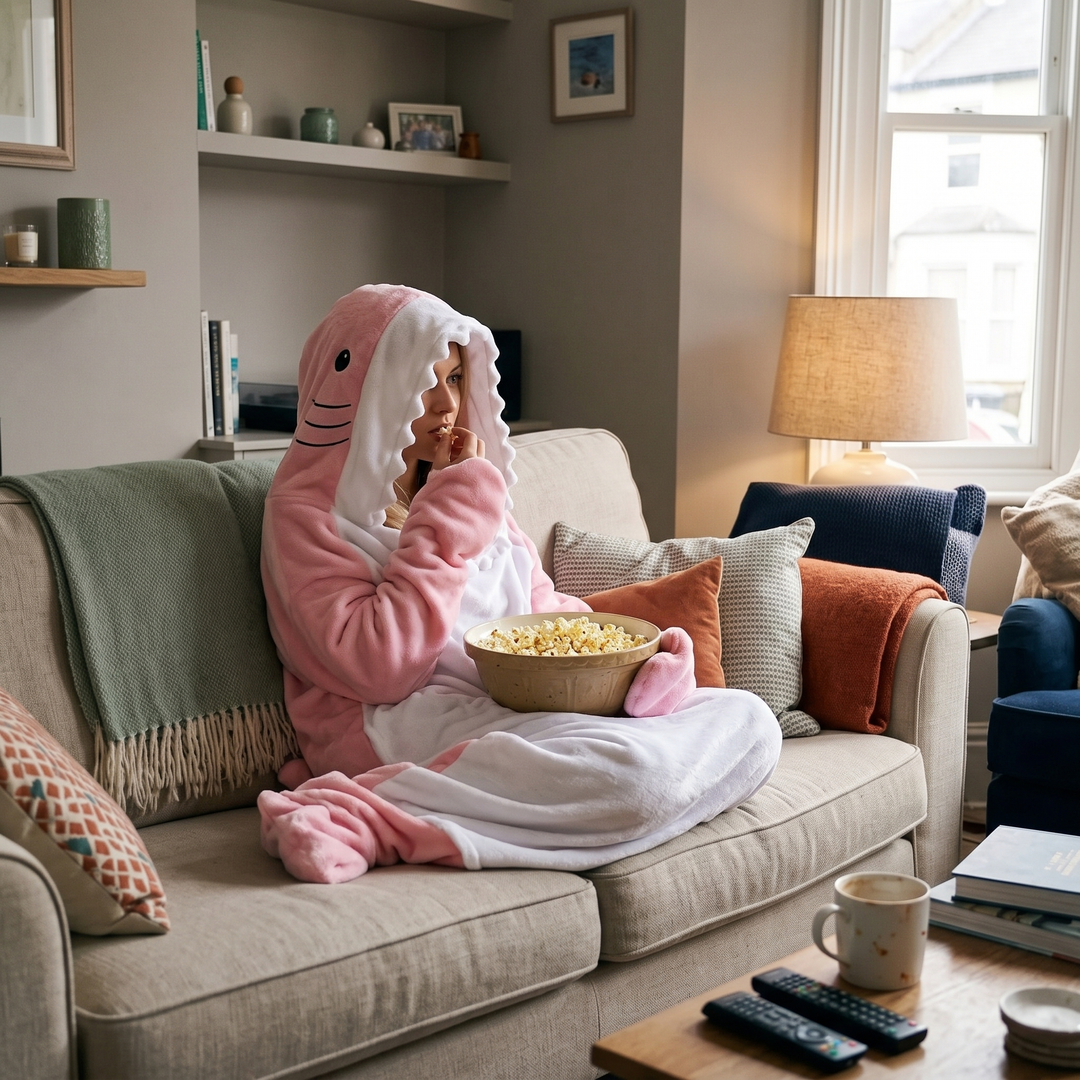 Wearable Shark Hoodie Blanket in Four Lengths with Plaid Detailing | Wear the Warmth, Keep It On | Wearable Blankets