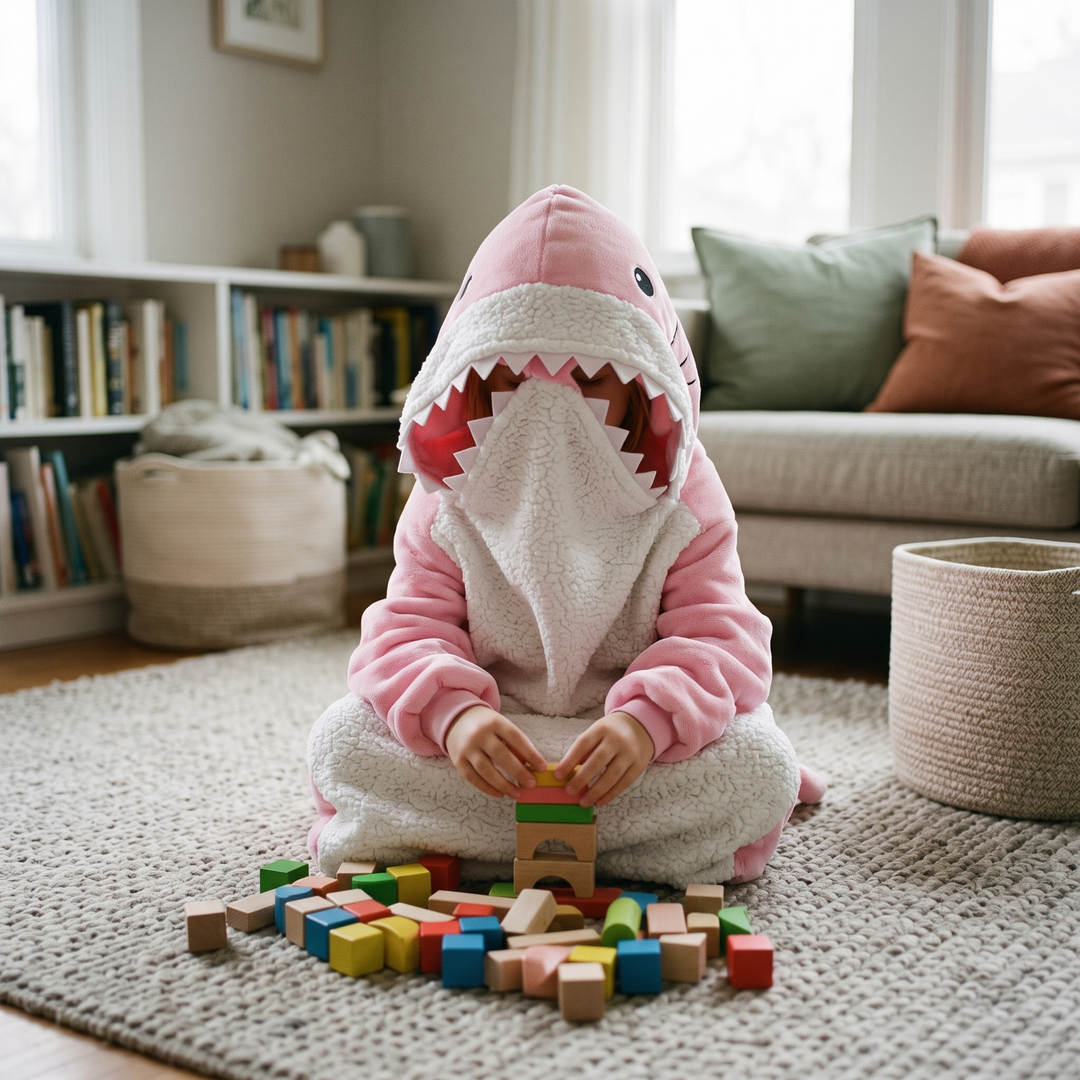 Wearable Shark Hoodie Blanket in Four Lengths with Plaid Detailing | Wear the Warmth, Keep It On | Wearable Blankets