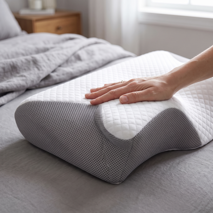 Ergonomic Slow-Rebound Memory Foam Contour Pillow with Cooling Cover | Contour That Follows Your Neck | Bed Pillows