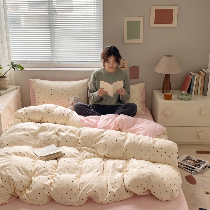 Soft Cloud Washed Cotton Bedding Set with Duvet Cover, Sheet and Pillowcases | Pre-Washed Softness from Night One | Bedding Sets