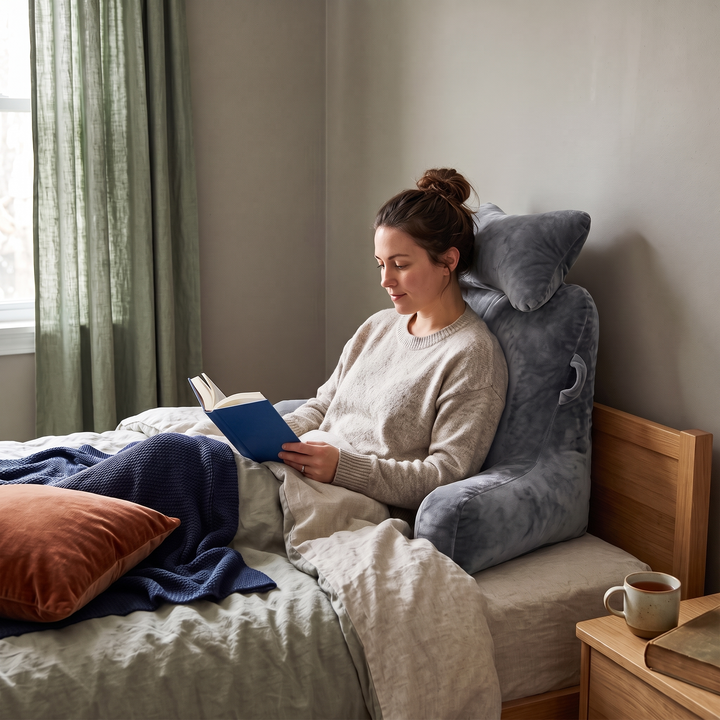 Extra Large Reading Bed Pillow with Detachable Roll | Comfy Backrest for Cozy Reading | Wedge Pillows