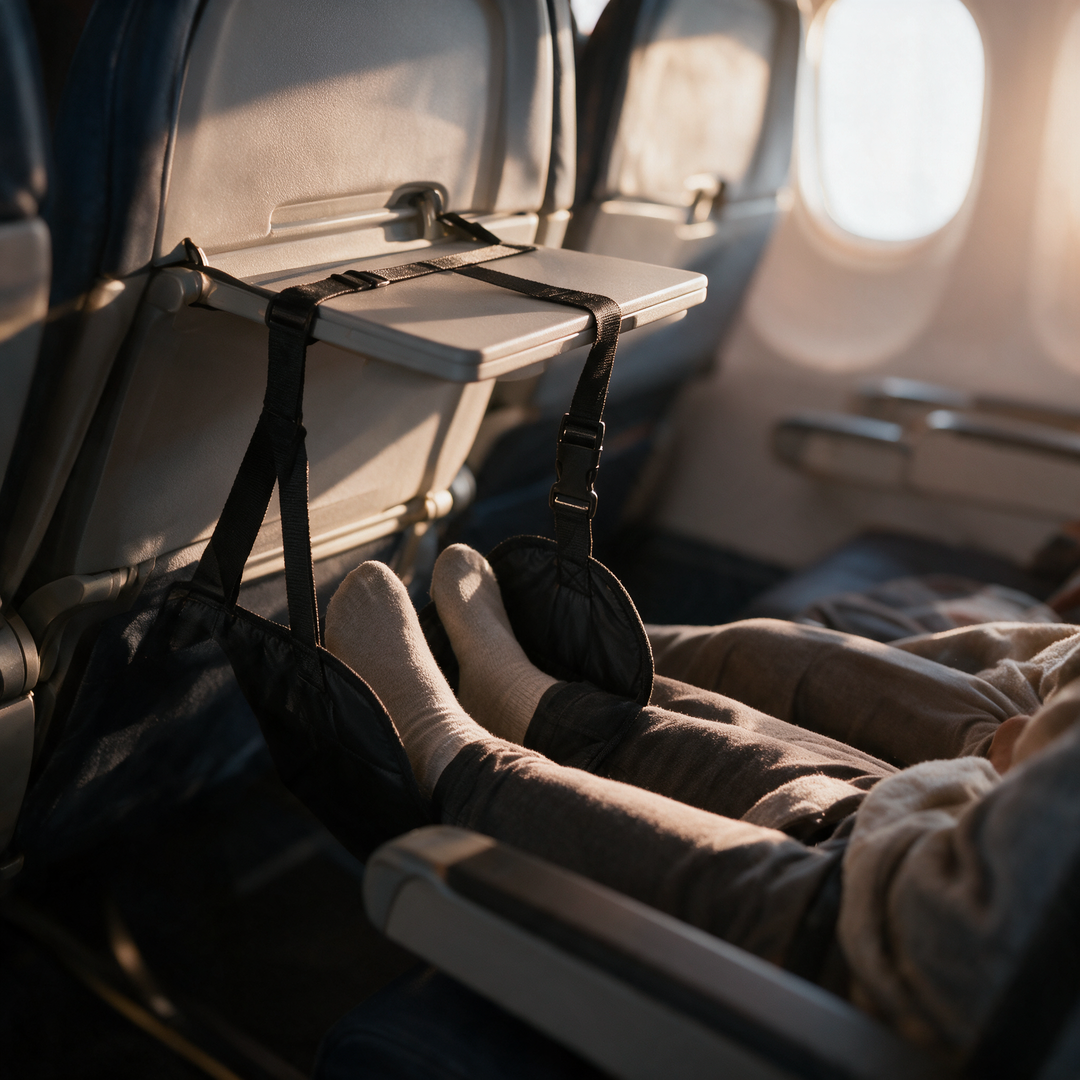 Adjustable Airplane Foot Hammock with Padded Base | Rest Your Feet on Long Flights | Travel Accessories