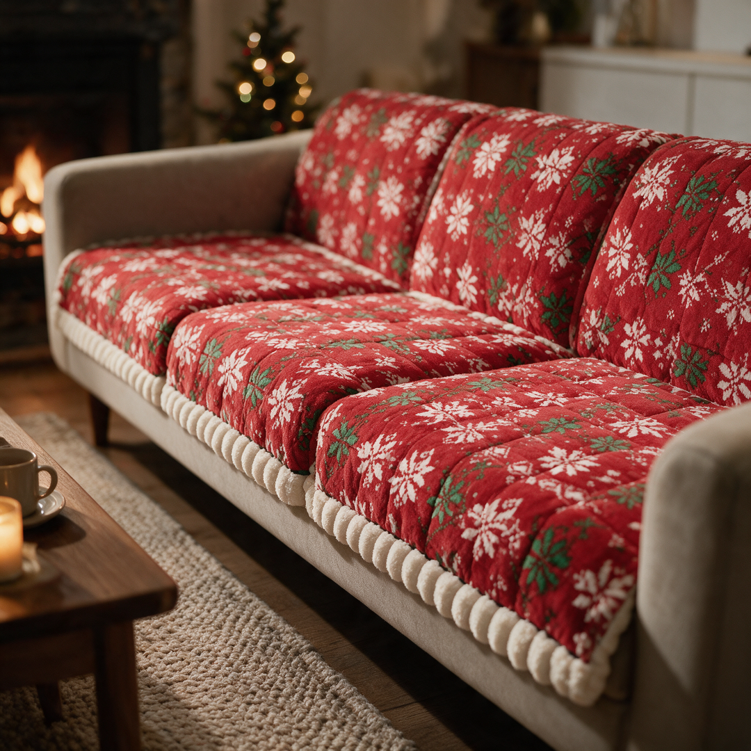 Thickened Snowflake Stretch Sofa Slipcover for Christmas | Festive Refresh for Your Sofa | Sofa Covers