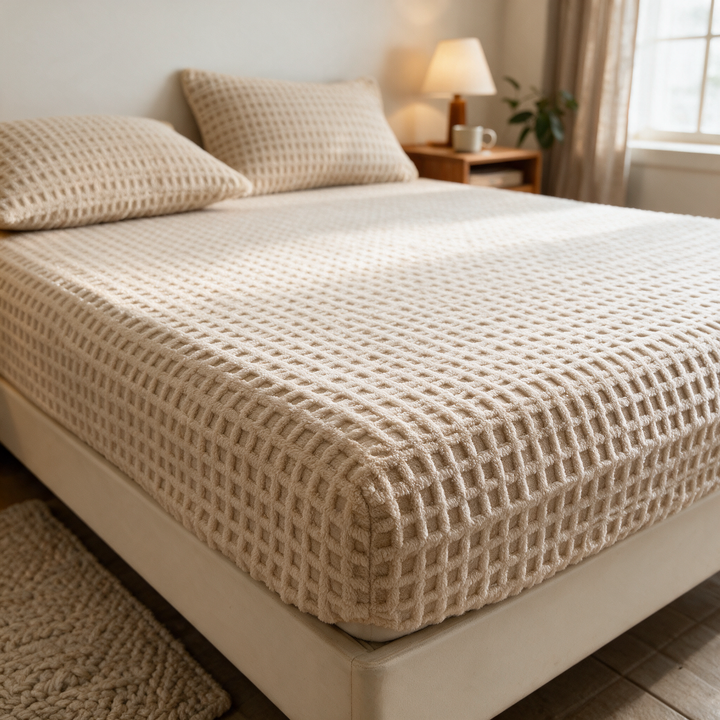 Plush Waffle Fleece Fitted Sheet for Cold Winter Bedrooms | Warm Sheets from the First Moment | Fitted Sheets