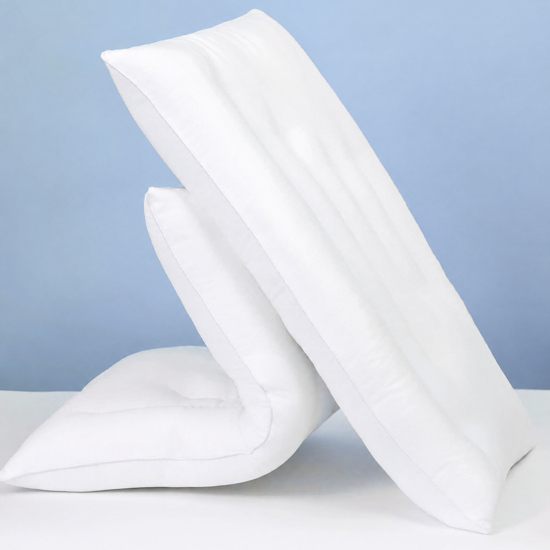 Pure Cotton Low Loft Thin Pillow for Stomach and Back Sleepers | Slim Comfort for Flatter Sleep | Bed Pillows