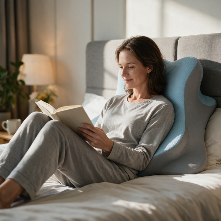 Dual-Curve Memory Foam Lounge Pillow for Reading in Bed | Comfortable Reading Support | Reading Pillows