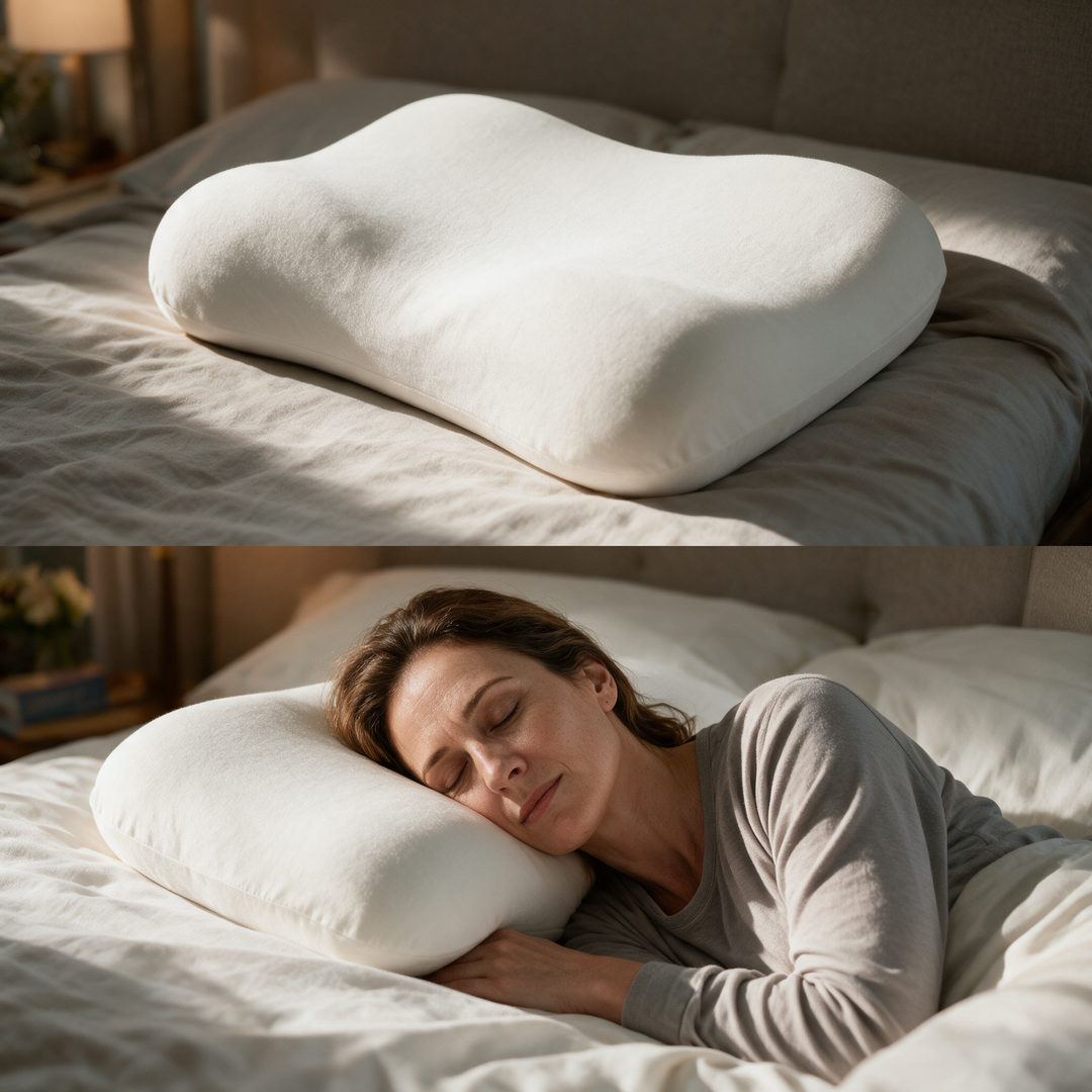 Contoured Memory Foam Neck Support Pillow for Side and Back | Steady Neck Support Overnight | Bed Pillows