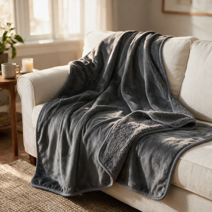 Reversible Sherpa and Flannel Blanket in Three Sizes | Two Soft Sides, Your Choice | Throw Blankets