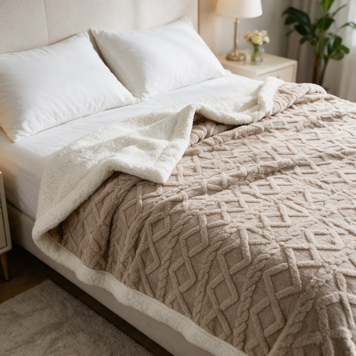 Lamb Velvet Flannel Blanket with Plush Lining | Cozy Breathable Warmth | Throw Blankets
