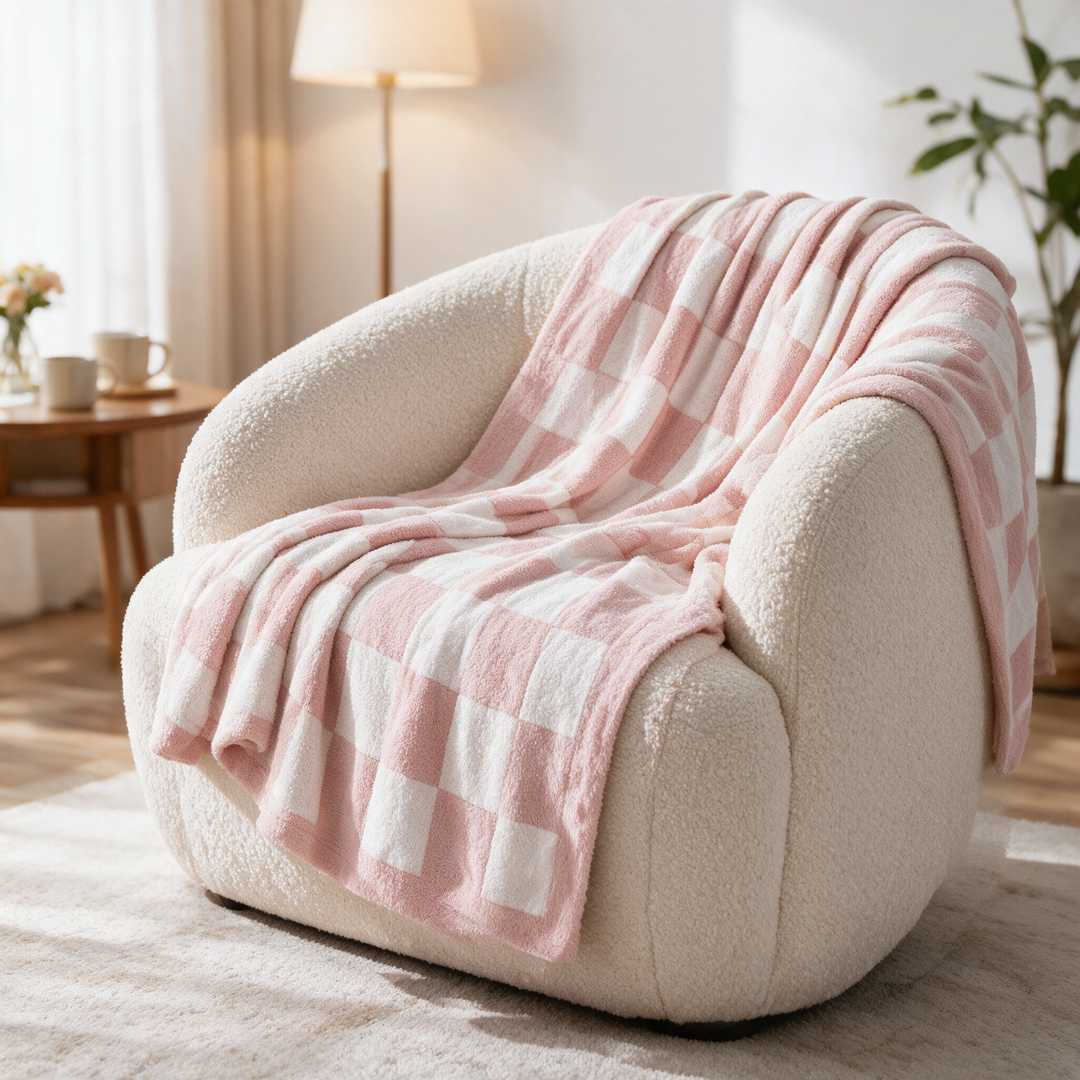Checkered Flannel Fleece Throw Blanket in Three Sizes | Light Warmth, Classic Pattern | Throw Blankets