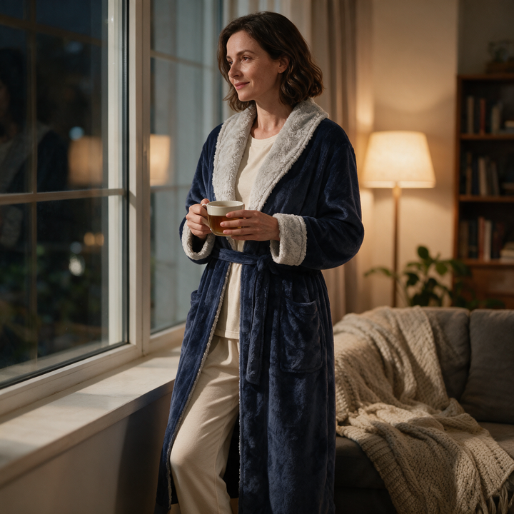 Plush Coral Fleece Bathrobe for Women and Men with Pockets | Velvety Warmth After Showers | Robes