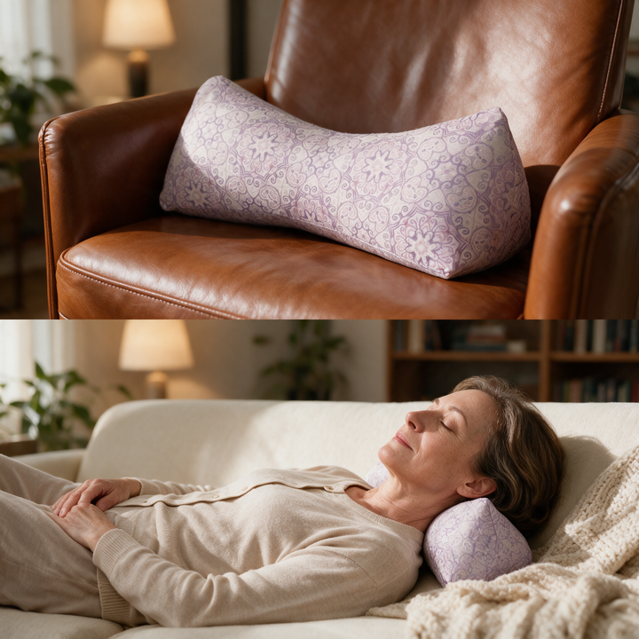 Buckwheat Hull Travel Support Pillow in Soft Cover | Shapeable Support On the Go | Travel Pillows