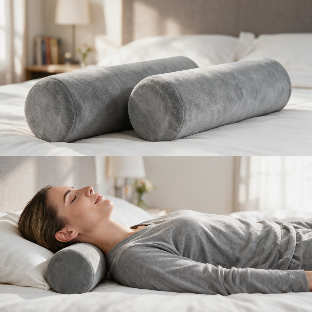 Memory Foam Neck Roll Bolster Pillows, Set of Two | Two Rolls for Any Spot | Bolster Pillows