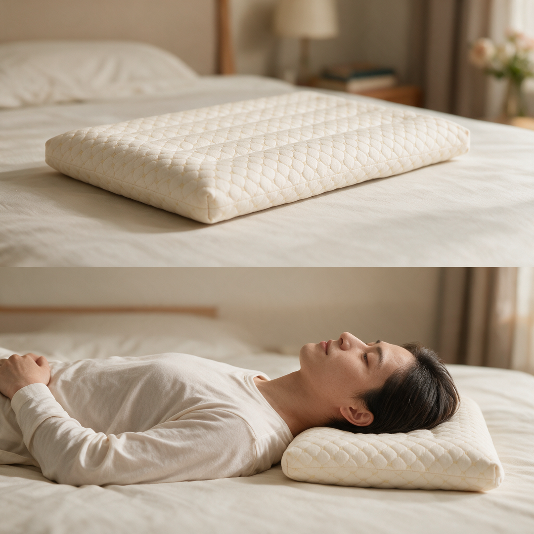 Low Profile Soy Fiber Pillow, Thin Flat Pillow for Kids and Adults | Flat, Even Sleep Support | Bed Pillows