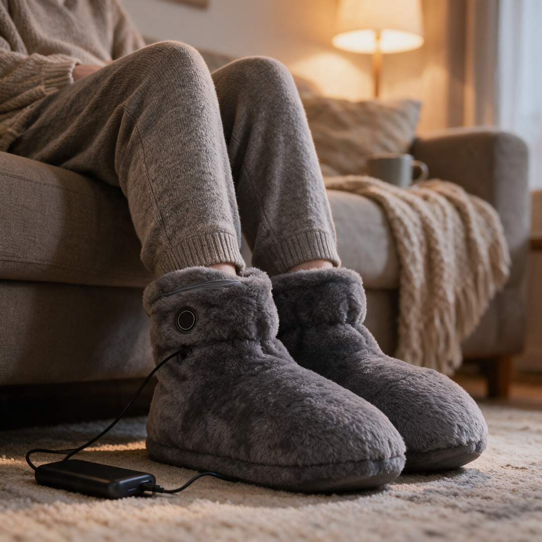 USB Heated Foot Warmer Slippers with Adjustable Heat | Plug-In Warmth for Cold Feet | Foot Warmers