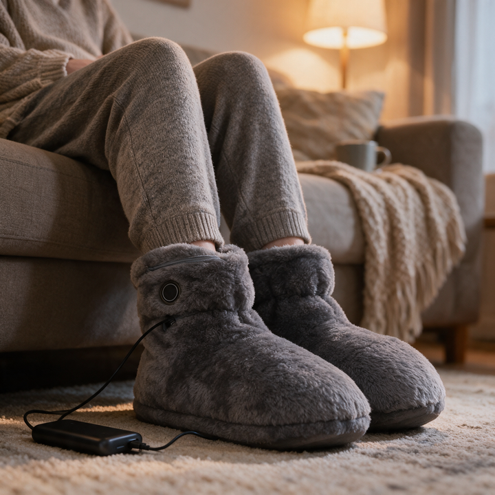 USB Heated Foot Warmer Slippers with Adjustable Heat | Plug-In Warmth for Cold Feet | Foot Warmers