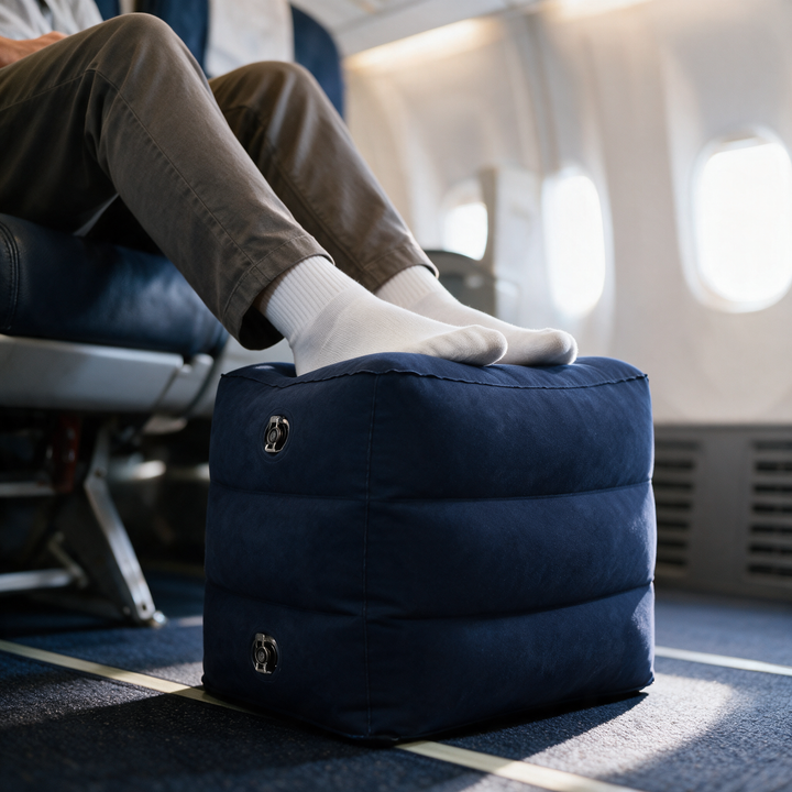 Inflatable Travel Foot Rest Pillow with Three Air Layers | Raise Your Feet on Long Trips | Travel Pillows