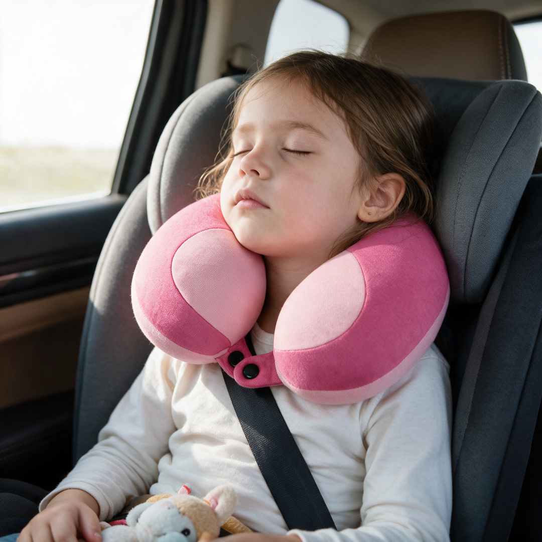 Kids Chin Support Travel Neck Pillow, Plush U-Shaped | Heads Up on Family Trips | Travel Pillows