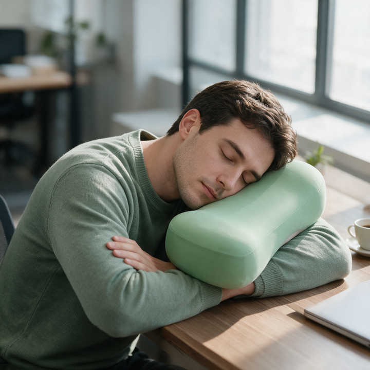 Office Nap Pillow with Memory Foam Core and Cooling Ice Silk Cover | Desk Naps Made Easy | Nap Pillows