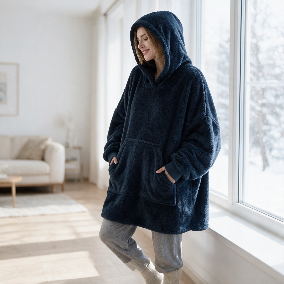 Oversized Double Fleece Hoodie Blanket in One Size | Wearable Blanket Comfort | Loungewear