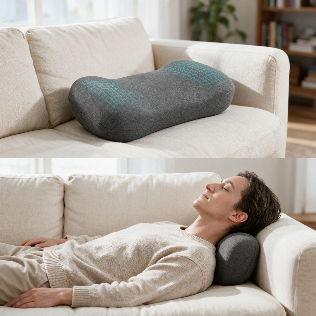 Memory Foam Travel Bolster Pillow with Two-Wing Contour | Support Anywhere You Sit | Travel Pillows