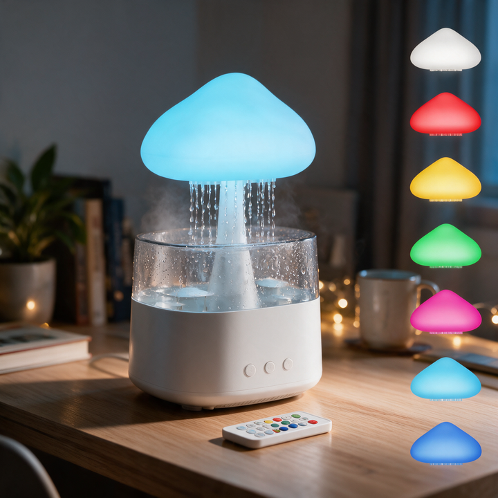 Rain Cloud Humidifier with Mood Light and Remote Control | Calming Rain Mist Ambience | Humidifiers