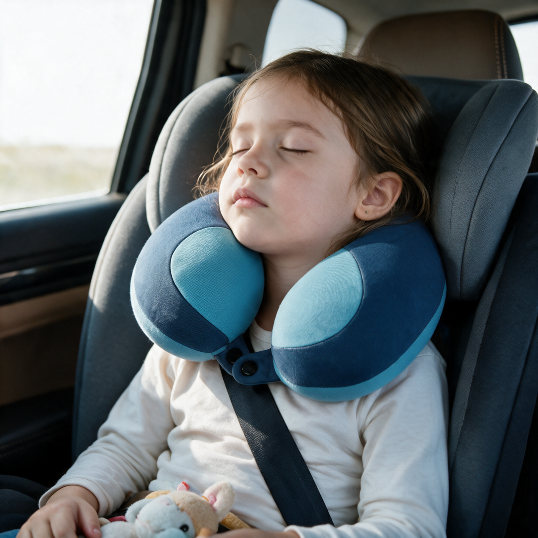 Kids Chin Support Travel Neck Pillow, Plush U-Shaped | Heads Up on Family Trips | Travel Pillows
