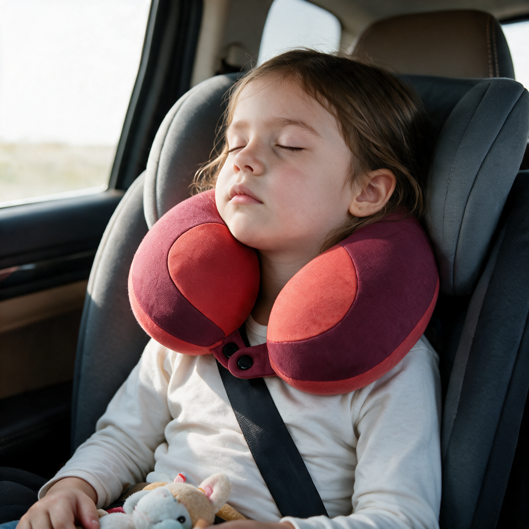 Kids Chin Support Travel Neck Pillow, Plush U-Shaped | Heads Up on Family Trips | Travel Pillows