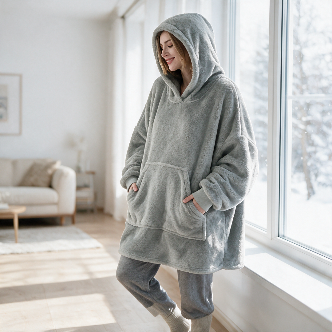 Oversized Double Fleece Hoodie Blanket in One Size | Wearable Blanket Comfort | Loungewear