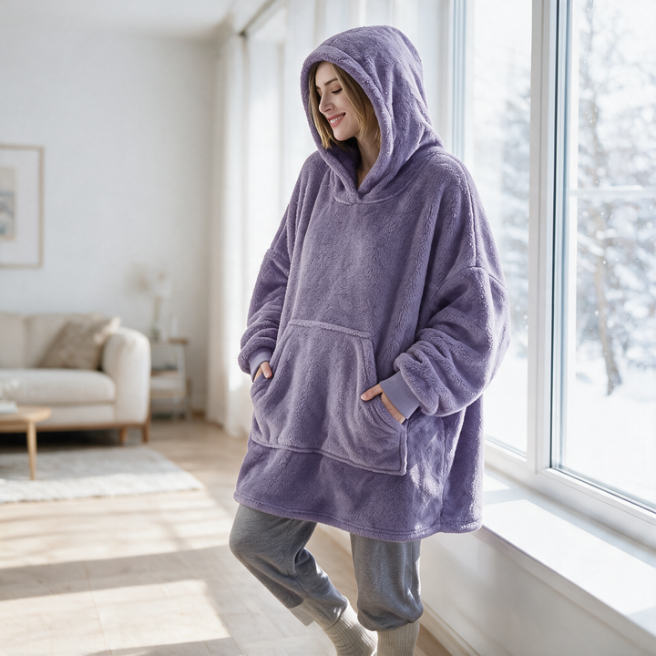Oversized Double Fleece Hoodie Blanket in One Size | Wearable Blanket Comfort | Loungewear