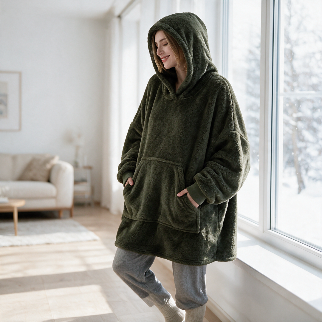 Oversized Double Fleece Hoodie Blanket in One Size | Wearable Blanket Comfort | Loungewear