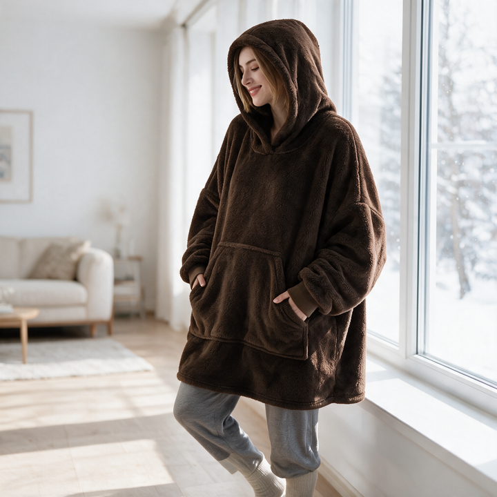 Oversized Double Fleece Hoodie Blanket in One Size | Wearable Blanket Comfort | Loungewear