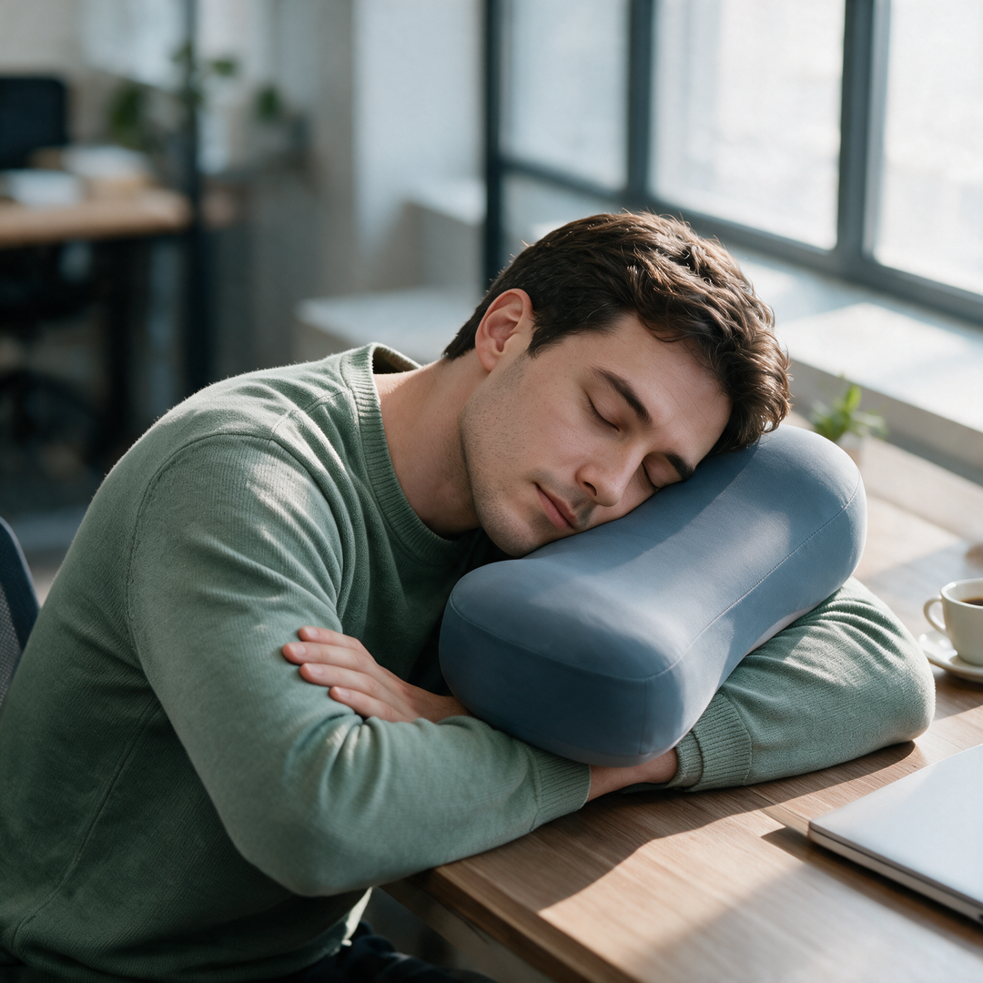 Office Nap Pillow with Memory Foam Core and Cooling Ice Silk Cover | Desk Naps Made Easy | Nap Pillows