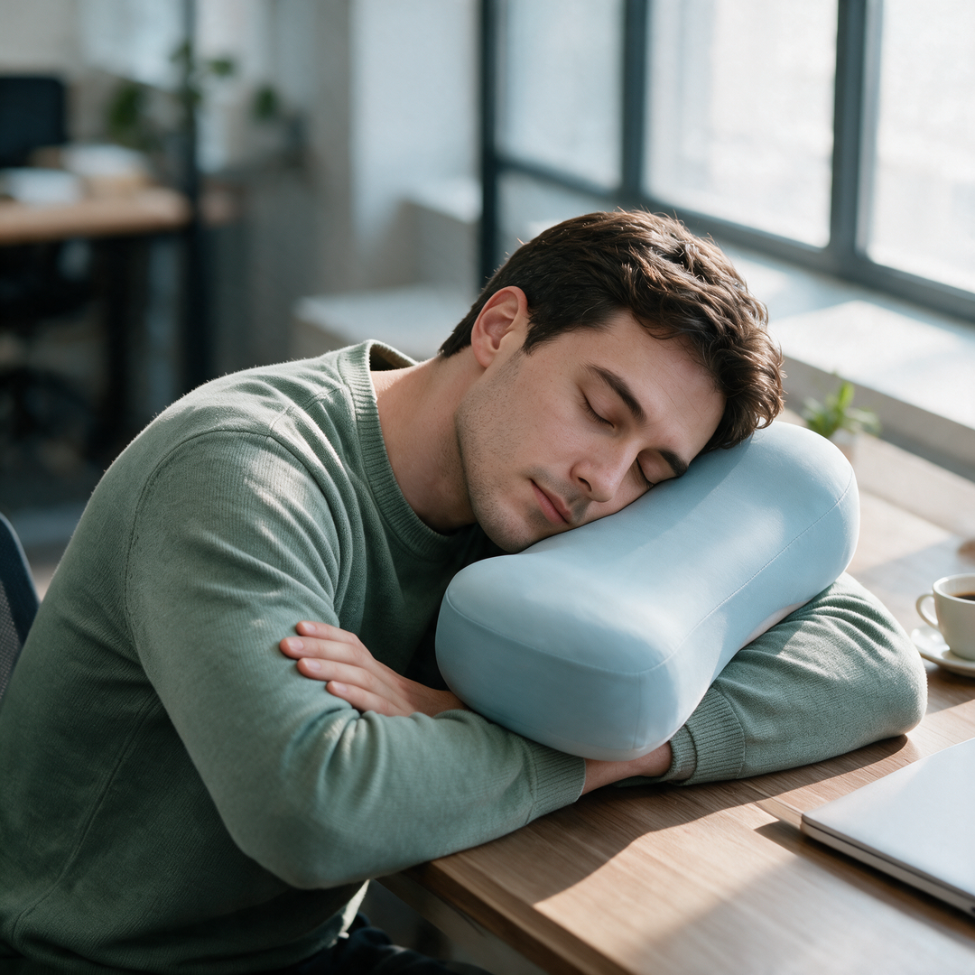 Office Nap Pillow with Memory Foam Core and Cooling Ice Silk Cover | Desk Naps Made Easy | Nap Pillows