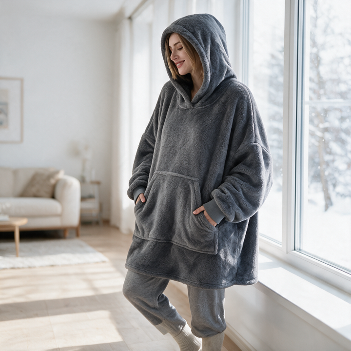 Oversized Double Fleece Hoodie Blanket in One Size | Wearable Blanket Comfort | Loungewear