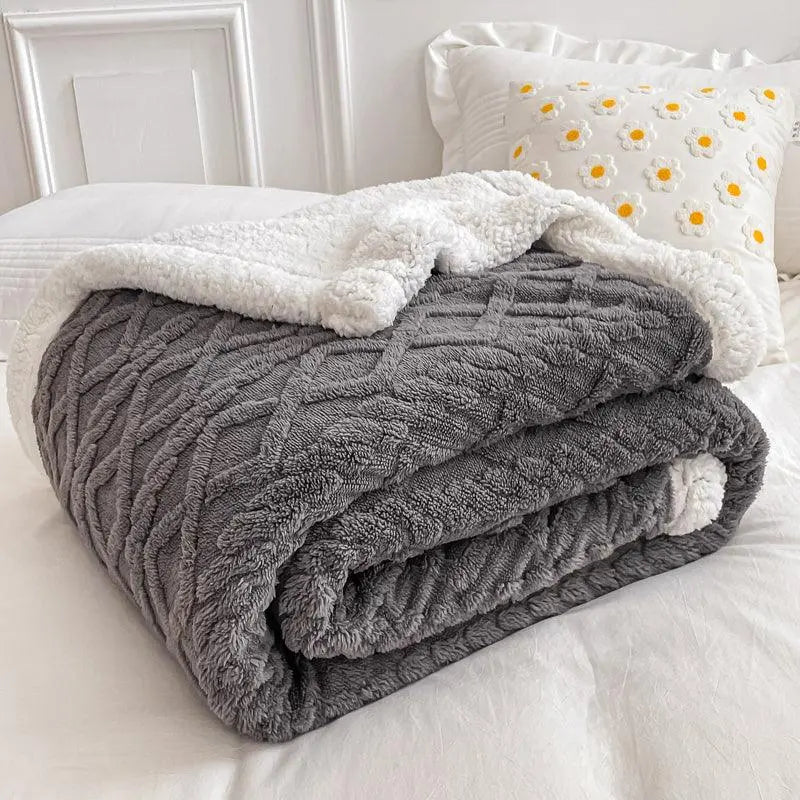 Lamb Velvet Flannel Blanket with Plush Lining | Cozy Breathable Warmth | Throw Blankets