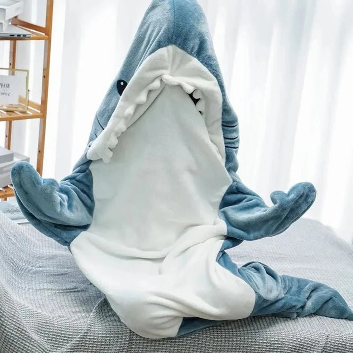 Shark Hooded Flannel Wearable Blanket in Blue or Pink | Wearable Shark Fun and Warmth | Wearable Blankets