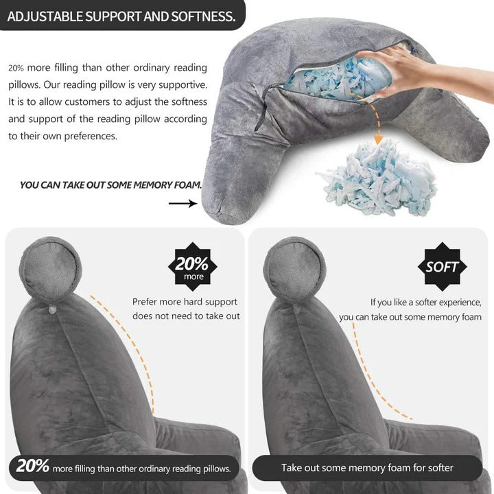 Upright Reading Pillow – Bed Rest Cushion with Arm Support