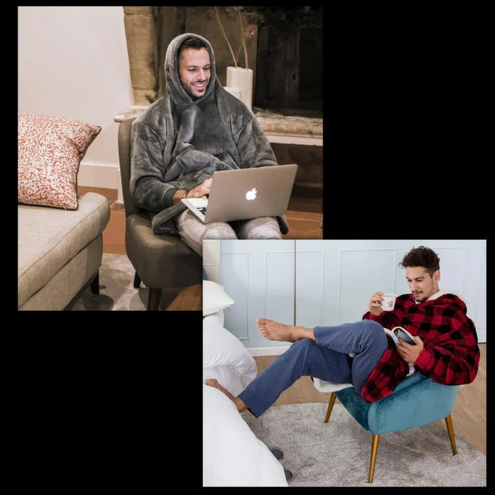 Giant Oversized Plaid Wearable Blanket Hoodie in Soft Flannel | Wear Your Blanket Anywhere | Wearable Blankets
