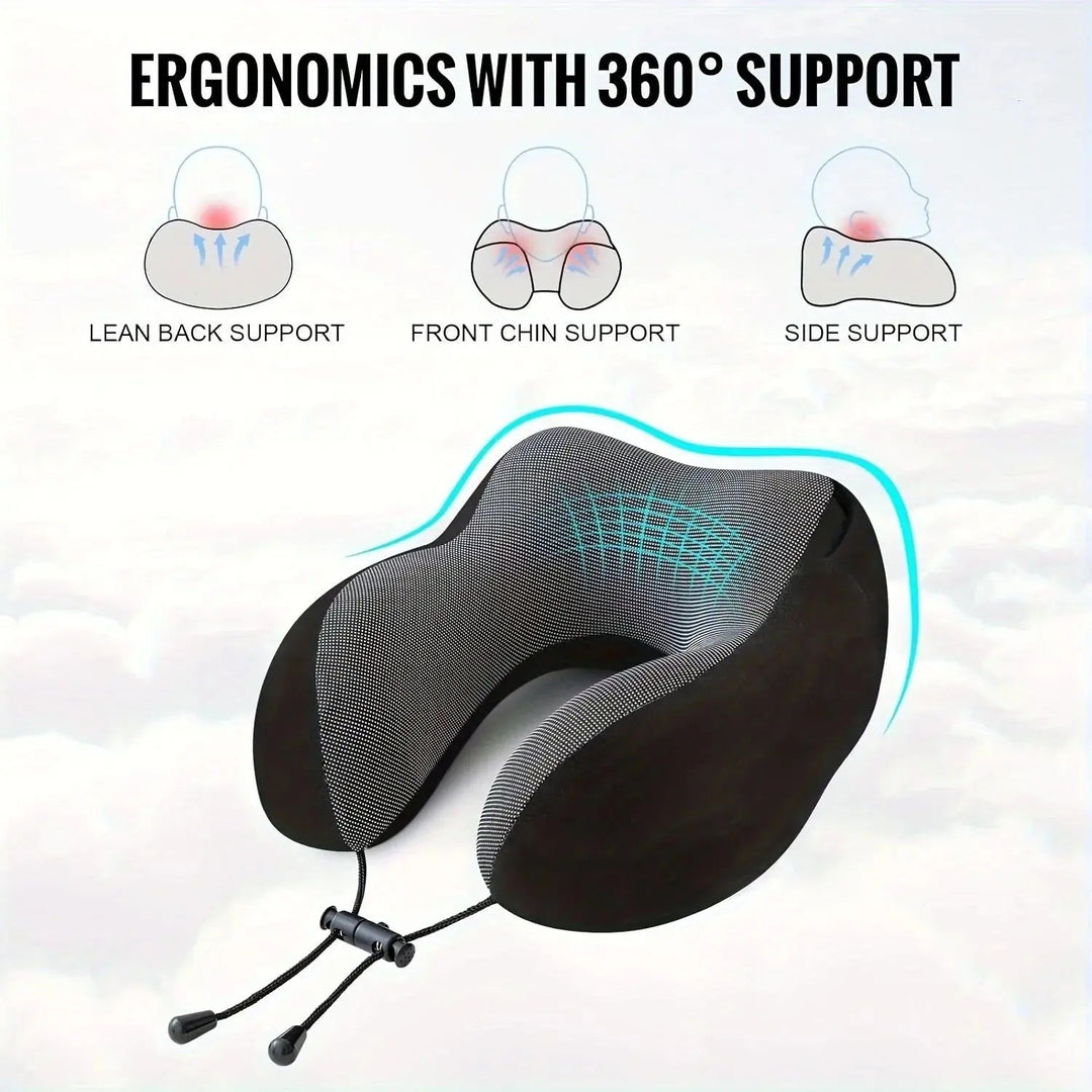 Hooded U-Shaped Memory Foam Travel Neck Pillow | Travel Pillow With Built-In Privacy | Travel Pillows
