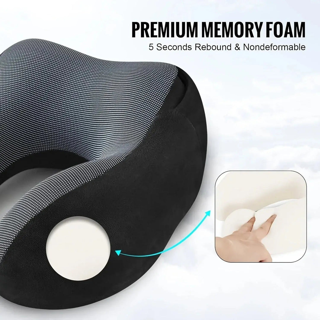 Hooded U-Shaped Memory Foam Travel Neck Pillow | Travel Pillow With Built-In Privacy | Travel Pillows