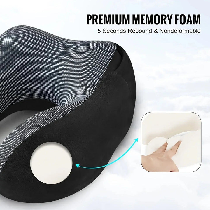 Hooded U-Shaped Memory Foam Travel Neck Pillow | Travel Pillow With Built-In Privacy | Travel Pillows