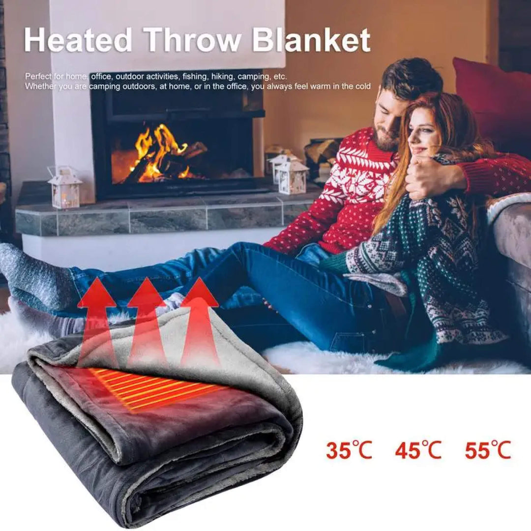 Wearable USB Heated Poncho Throw with Three Heat Levels | Wearable Heated Throw for Winter | Heated Blankets