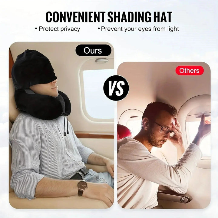 Hooded U-Shaped Memory Foam Travel Neck Pillow | Travel Pillow With Built-In Privacy | Travel Pillows