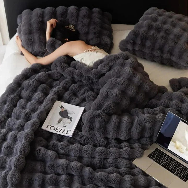 All-Season Textured Plush Throw Blanket, 39 x 63 in, Quick-Drying | Plush Throw for Any Season | Throw Blankets