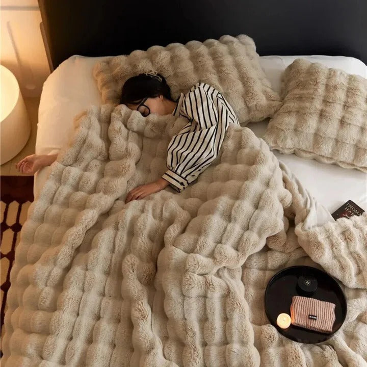 All-Season Textured Plush Throw Blanket, 39 x 63 in, Quick-Drying | Plush Throw for Any Season | Throw Blankets