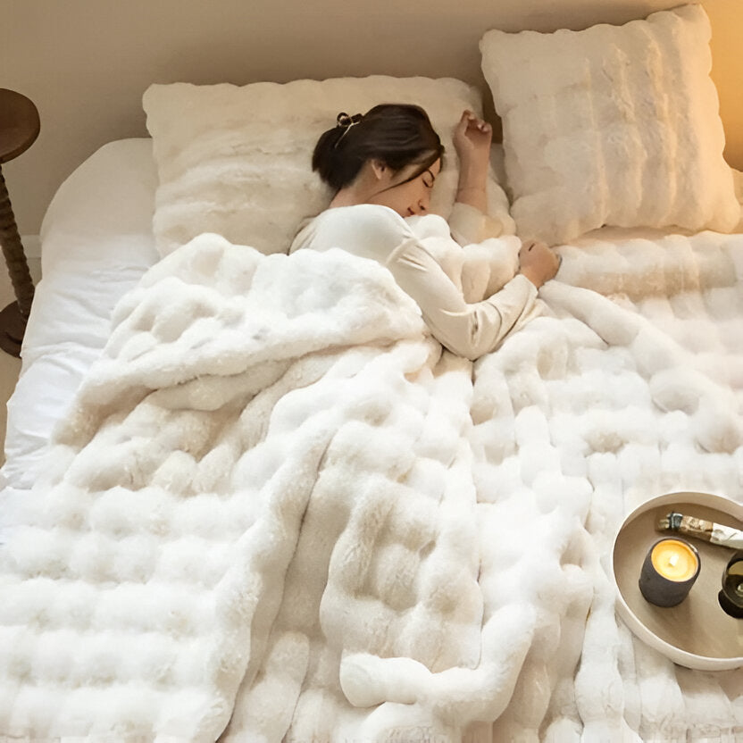 All-Season Textured Plush Throw Blanket, 39 x 63 in, Quick-Drying | Plush Throw for Any Season | Throw Blankets