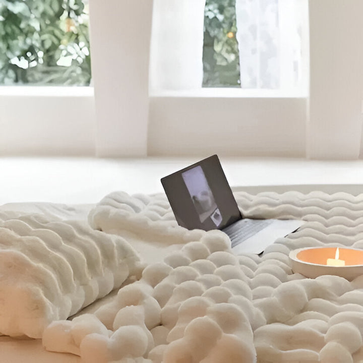 All-Season Textured Plush Throw Blanket, 39 x 63 in, Quick-Drying | Plush Throw for Any Season | Throw Blankets